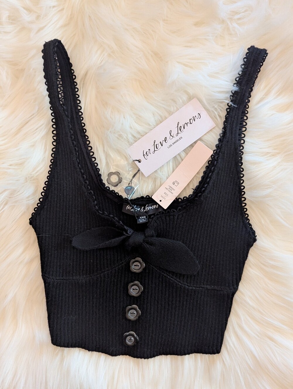 For Love And Lemons Black Knit Top